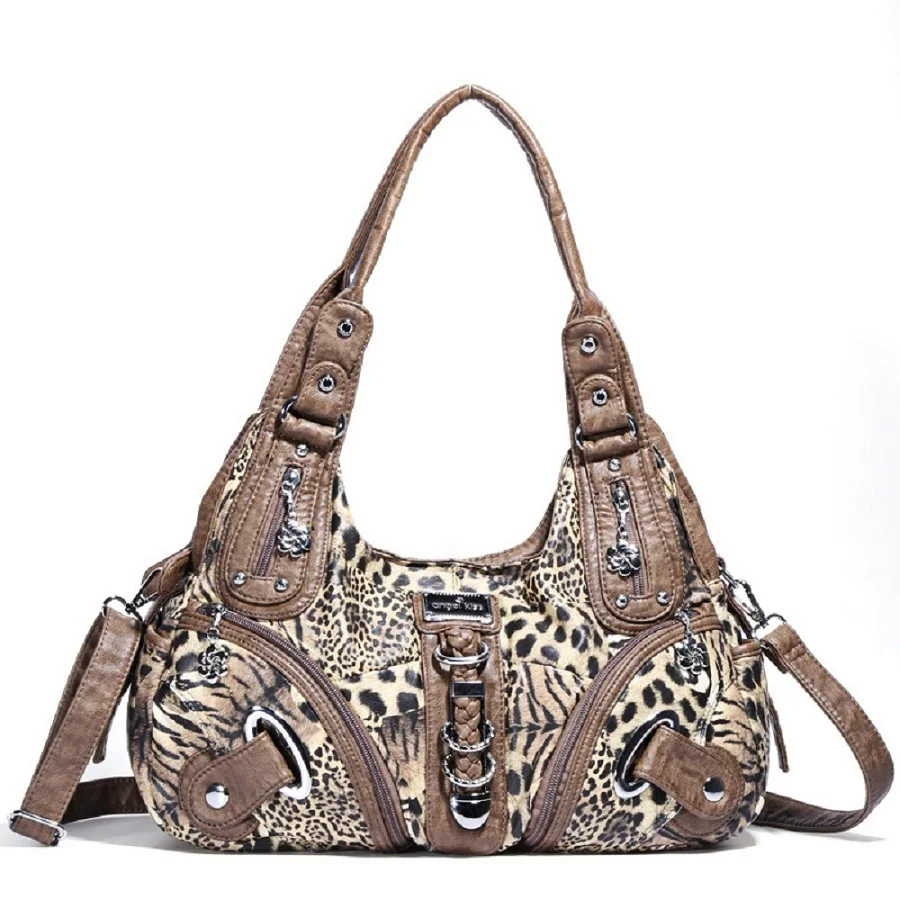 Angelkiss Damen-Handtaschen, Leoparden-Umhängetasche, Handtasche mit Top-Griff, modische Umhängetasche, Knödel-Umhängetasche, Tragetasche, große Geldbörse – Detail 6