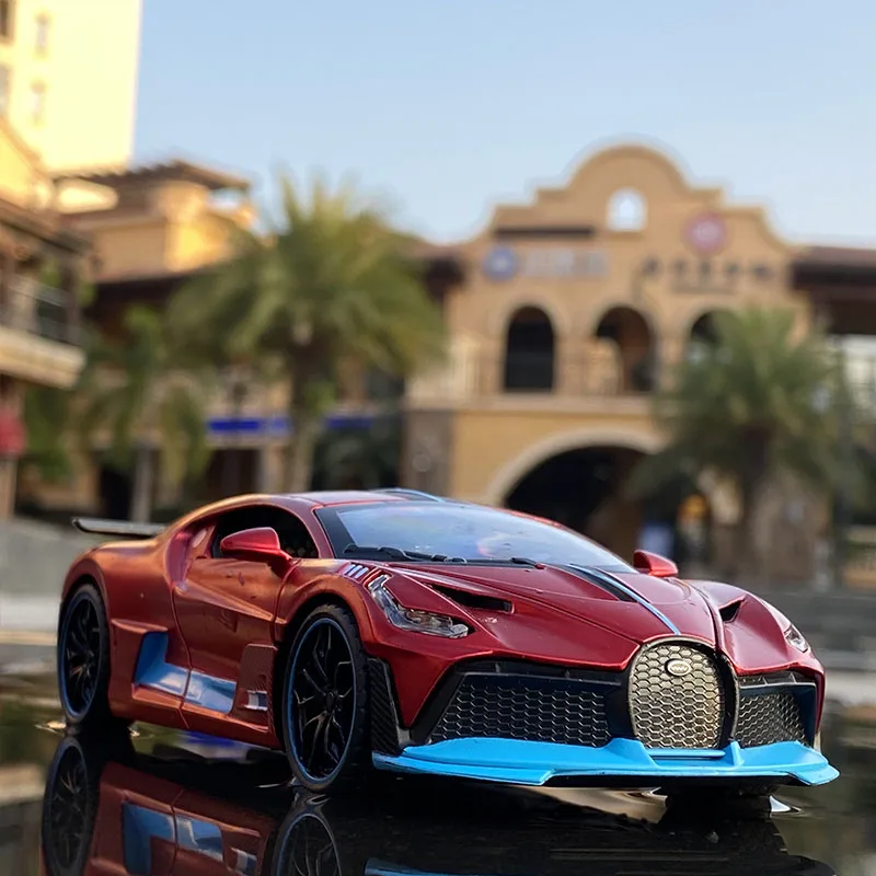 Modelo de coche deportivo de aleación Bugatti Veyron Divo, vehículo de juguete de Metal fundido a presión, simulación de luz de sonido, colección de