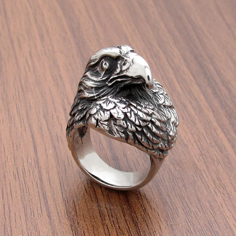 Free Shipping Unique Nordic 316L Stainless Steel Eagle Ring Men's Predator Biker Style Viking Rings Animal Jewelry