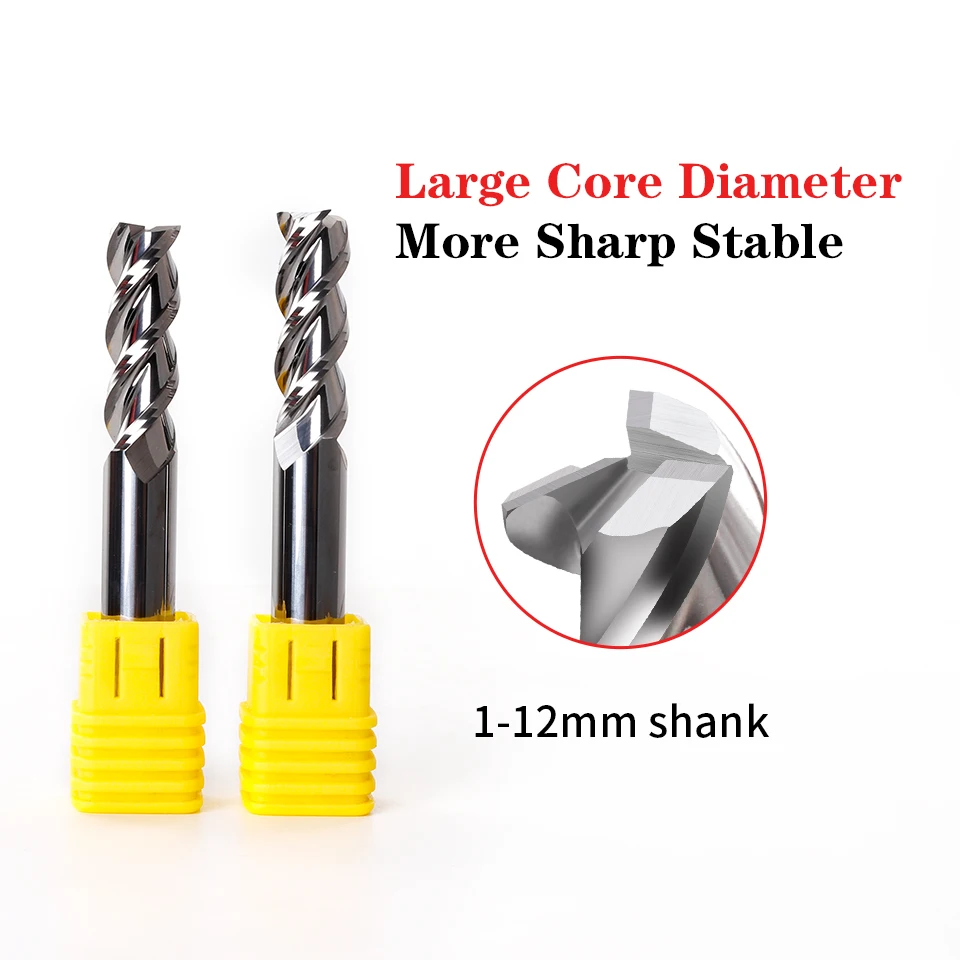 VACK HRC55 Aluminum Milling Cutter Alloy Coating End Mill Tungsten Steel Milling Tools Router Bit For Cnc Maching Endmills 4/6/8