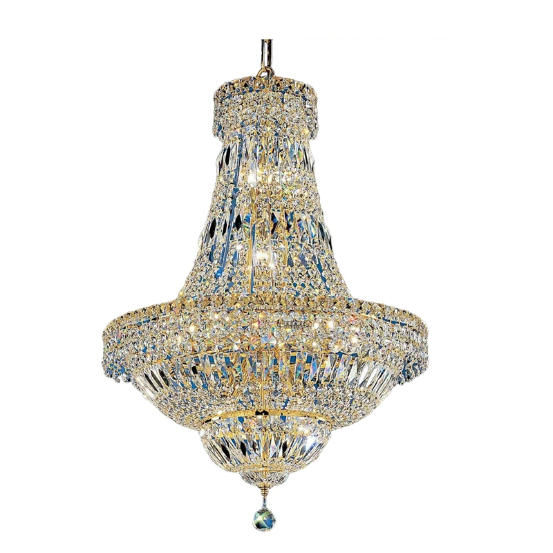 French Empire Gold Crystal Chandelier For Living Room Small Hanging Lamp For Dining Room Kitchen Island Hanging Light Fixture