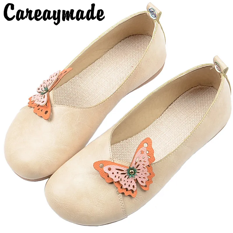 Careaymade-Retro color matching butterfly light mouth single shoe female bean soft sole loafer shoes fairy flat granny shoes