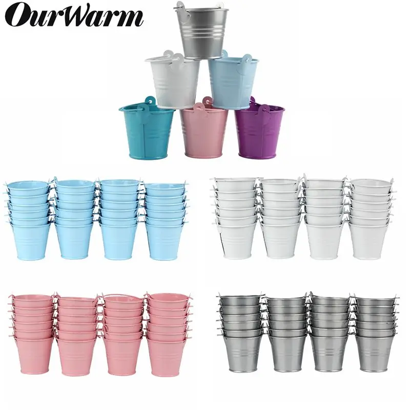 

OurWarm Mini Tinplate Metal Bucket Icing French Fries Tin Pails Wall Vertical Hanging Bucket Iron Holder Basket Colorful