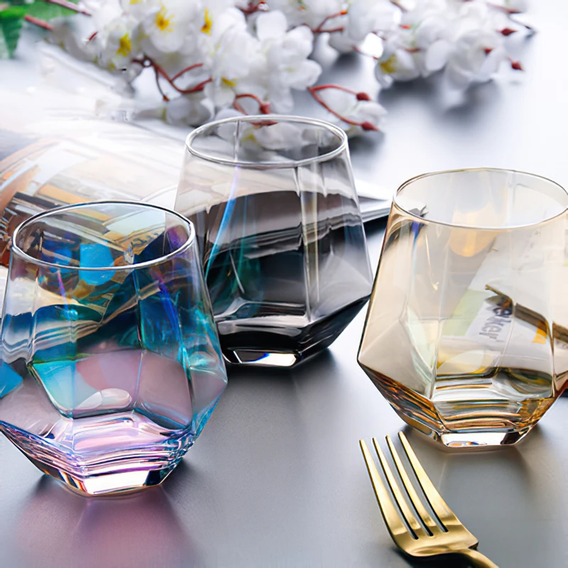 

Glass Goblet Creative Phnom Penh Colorful Transparent Wine Fruit Juice Milk Cup Water Ware Home Kitchen Bar Decoration Drinkware