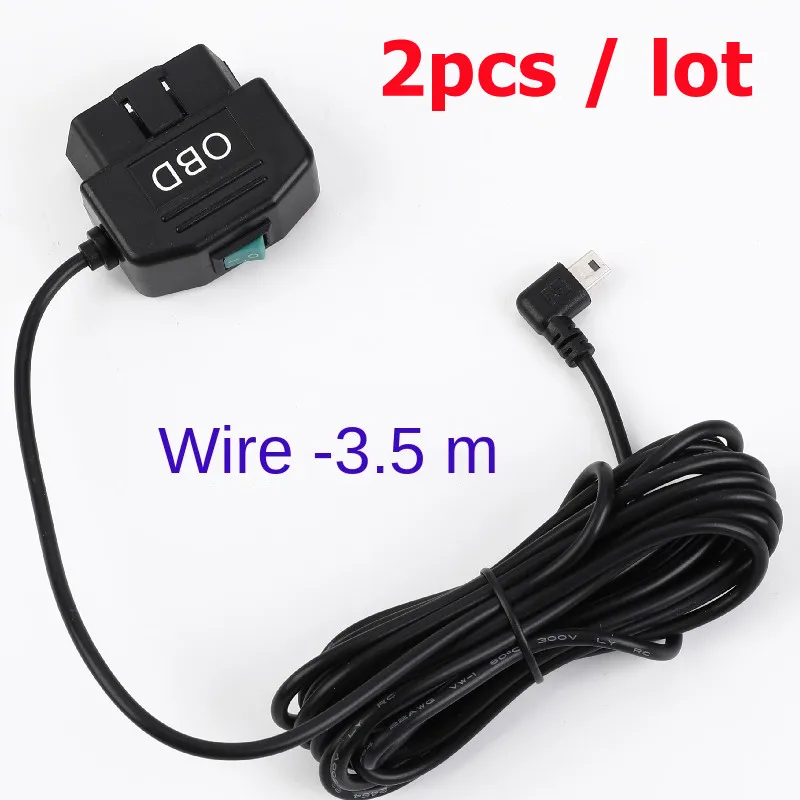 2pcs/Lot Driving Recorder OBD Step-down Wire Car ACC Three-Wire Power Cord 12v24v to 5v3a Low Voltage Protection