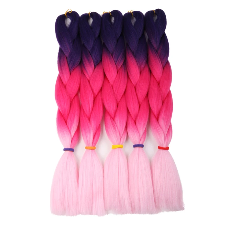 Ombre Yaki Braiding Hair Synthetic Jumbo Braids Luxury For Braiding 7pcs bulk buy 24\