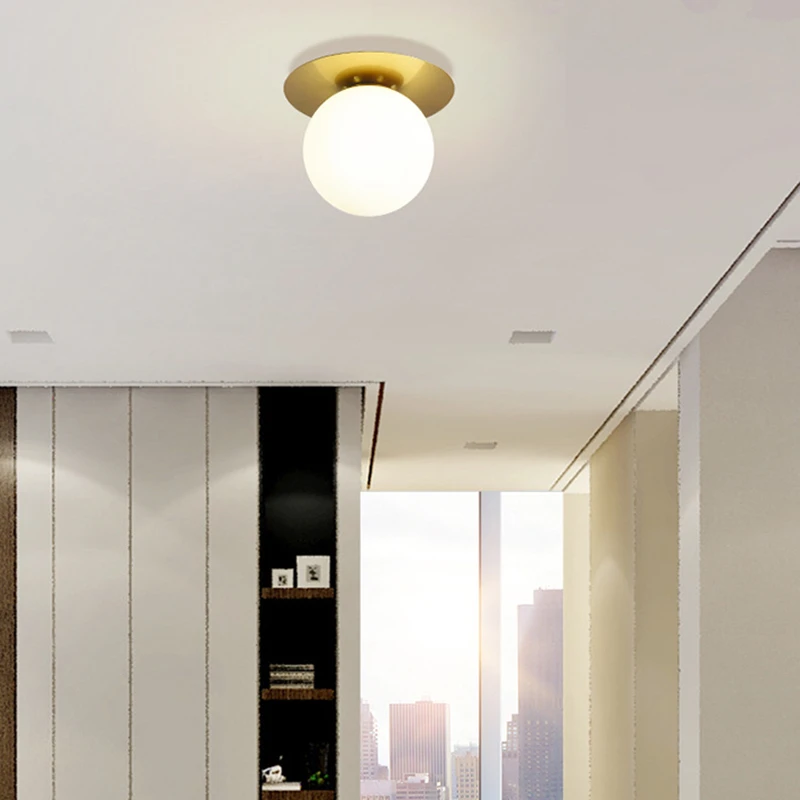 Modern Glass Ball Ceiling Light Fixture Bedroom Room Small Lamp Hallway Stairs Aisel Home Lighting Lamparas De Techo Colgantes