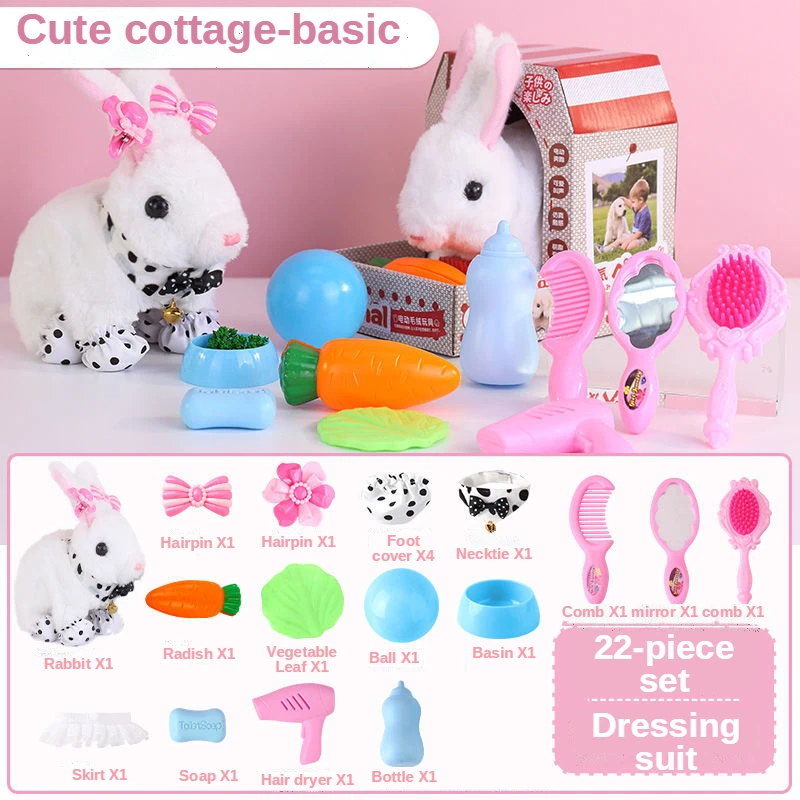 Jouets électroniques de lapin de robot pour des enfants, peluche douce, jouet mignon d'animal familier, arche de marche, antarctique secouent des oreilles, beurre, gif de fille