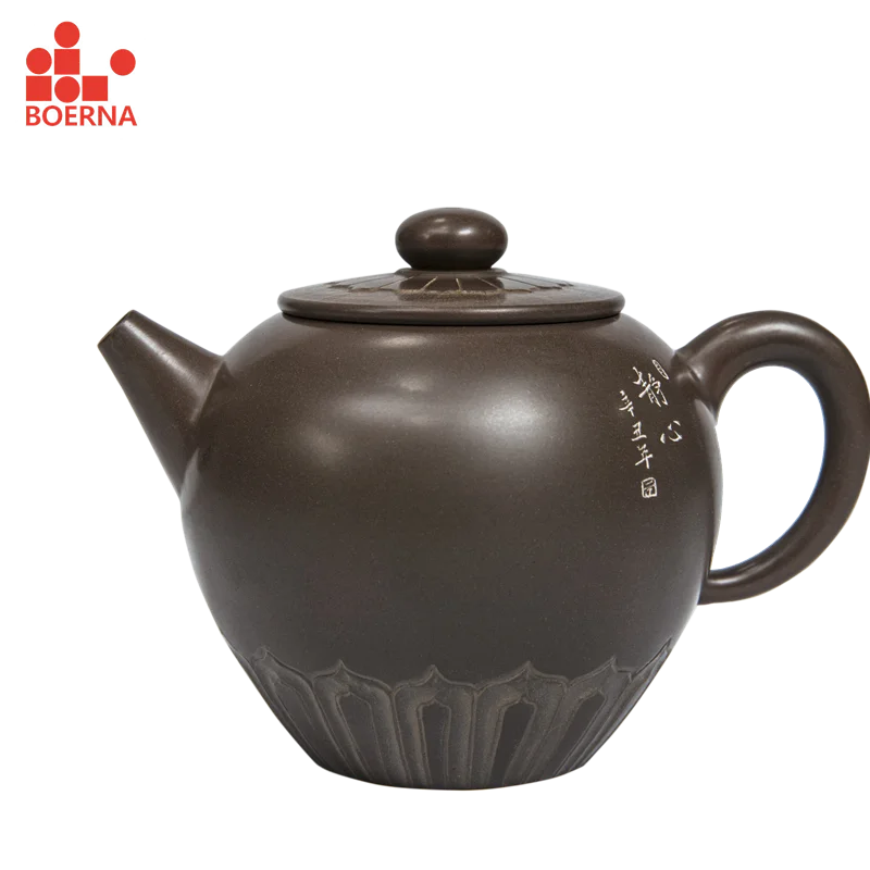 BOERNA Nixing Pottery Teapot 250ml No Yixing Zisha Natural Ore  Sculpture Buddha Edge Kettle Gift Box Packaging Puer Teaware