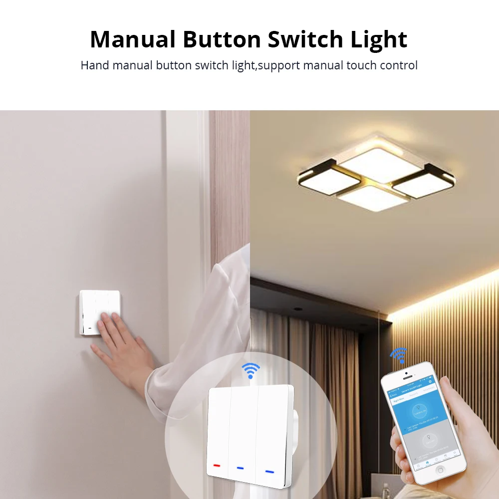 Zemismart Zigbee 3.0  EU Push Switches One Two Three Gangs Wall Light Switch Compatible with SmartThings Hub APP Phone