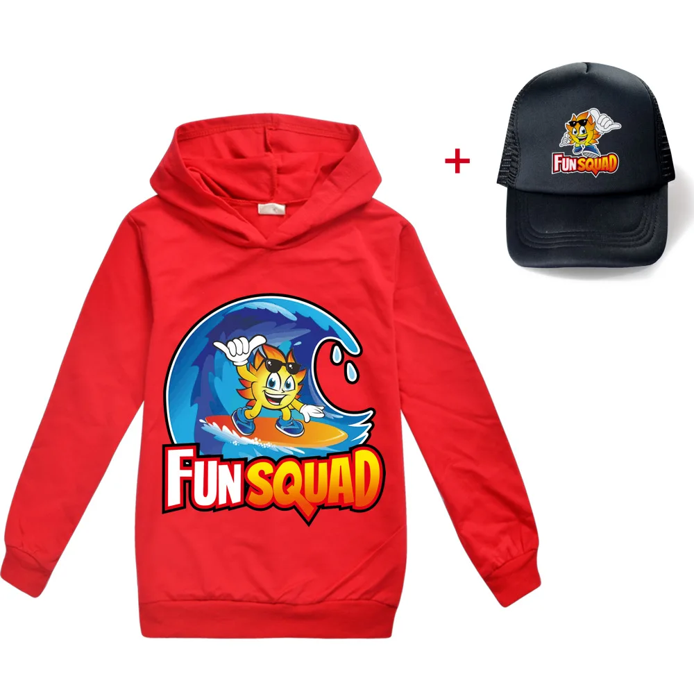 

Одежда для игр Fun Squad, осенние наряды, топы с длинными рукавами для маленьких девочек и мальчиков, одежда для девочек, футболка для больших детей, толстовка, бейсболка