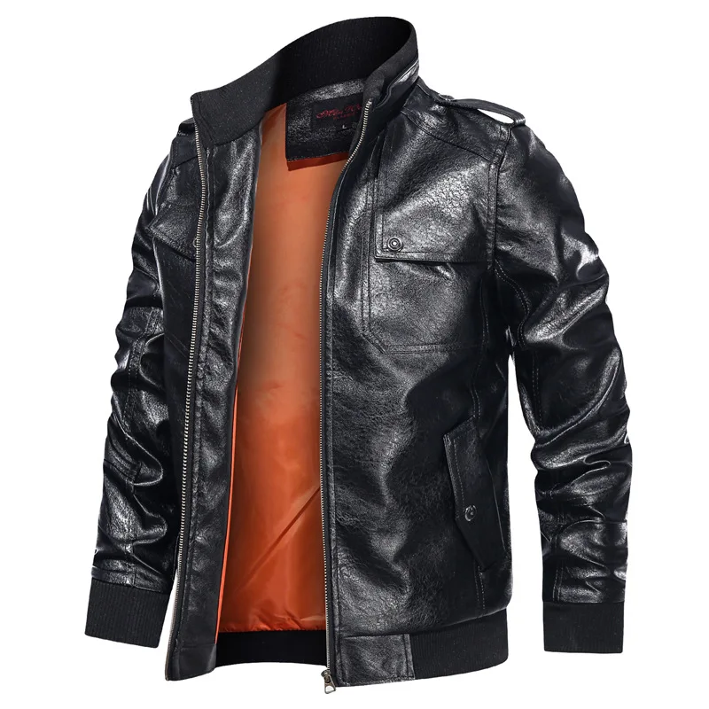 

New Autumn New Brand Leather Jacket Men Fashion Stand Collar PU Men Clothing Motorcycle Jacket Men Plus Size M-5XL Leather Coat