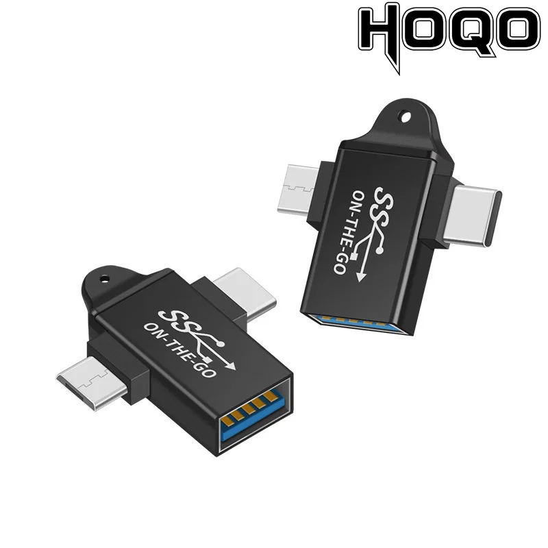 USB 3.0 Cross TypeC One-Drag Two OTG adapter is suitable for Android Type-C Micro USB 2-in-1 OTG converter