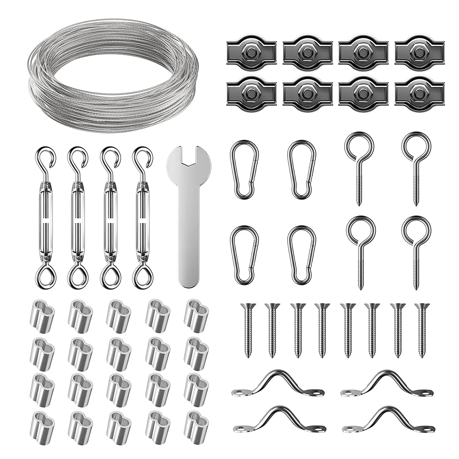 

45m wire rope 2mm PVC coated trellis Cable 304 stainless steel climbing aids with eyelets turnbuckle rope tensioner