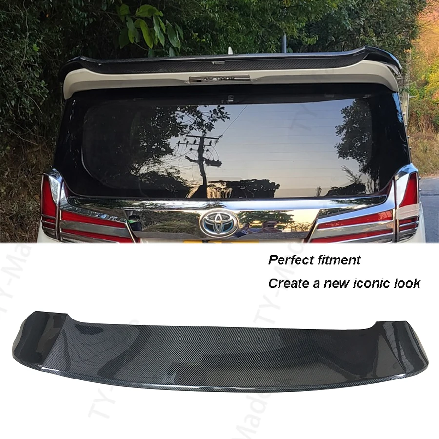 Carbon Fiber FRP Rear Boot Roof  Wing Spoiler Runk Lip Boot Cover Car Styling For Toyota Alphard AH30 2016 2017 2018 SLKB Style