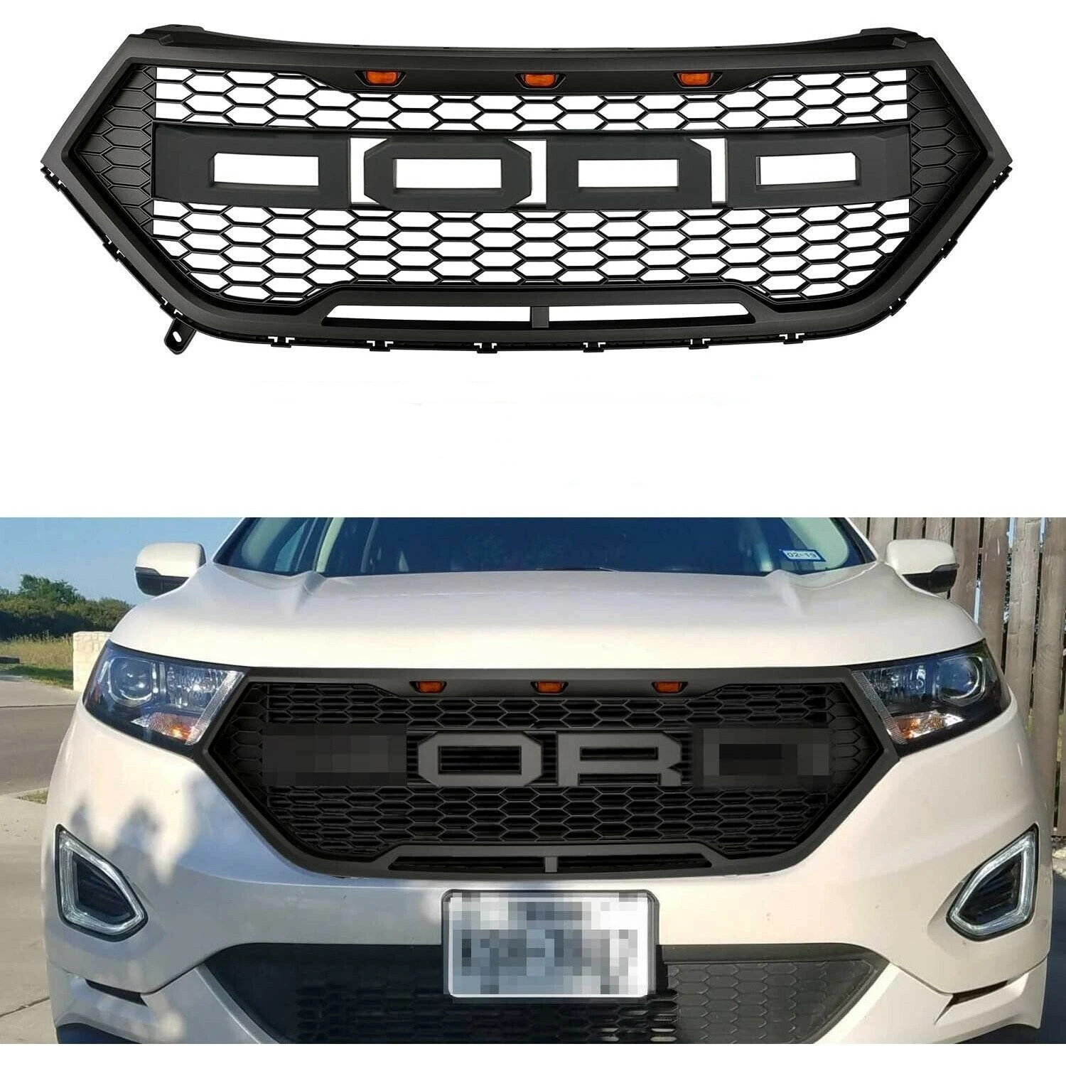 Front Grill Grille Fit For Ford Edge 2019-2020 Front Upper Grille Glossy Black