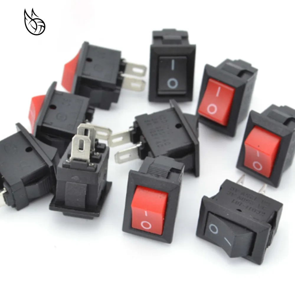 10Pcs Push Button Switch 10x15mm SPST 2Pin 3A 250V KCD11 Snap-in On/Off Boat Rocker Switch 10MM*15MM Black Red and White