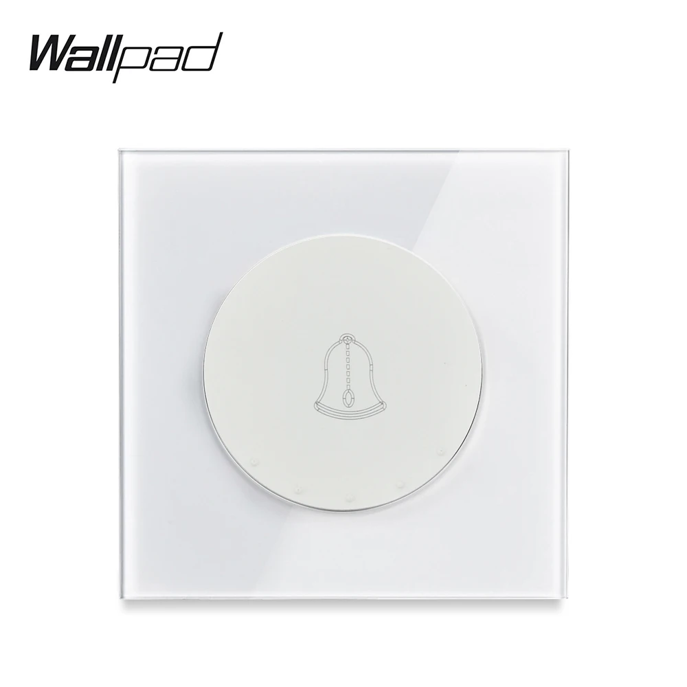 Wallpad L6 White 1 Gang Doorbell Bell Switch Push Button Glass Panel Single Frame