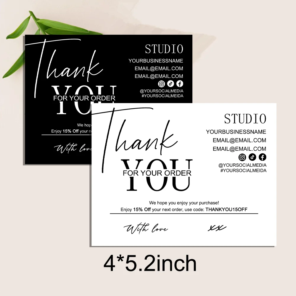 

Black Minimalist Thank You Card for Your Order, Business Thank You Card, Customer Thank You Note, Thank You for Your Purchase Ca