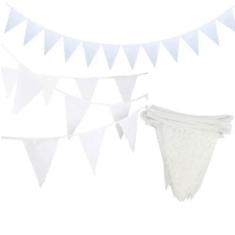 8m Wedding Decoration Romantic Vintage Shabby White Lace Fabric Banner Flag Garlands Party Home Decor Wedding Pennant