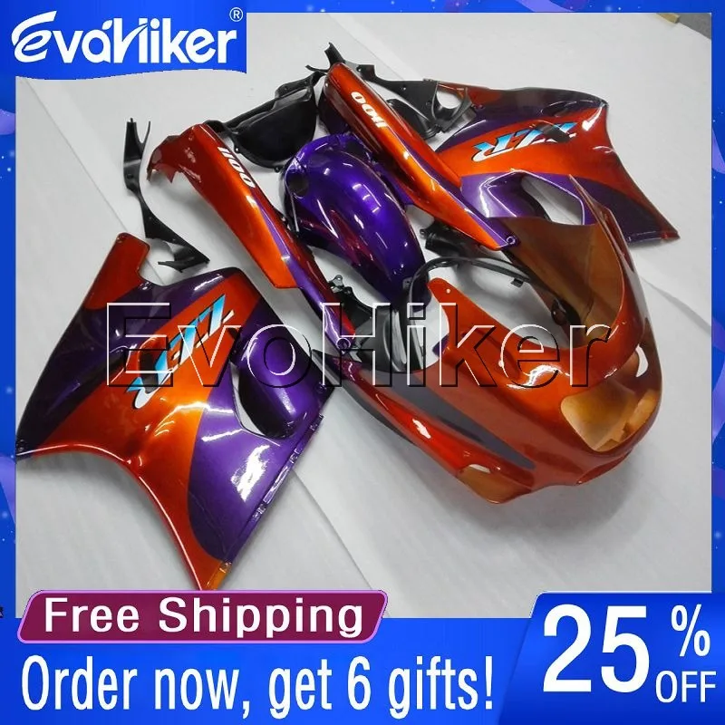 

Custom motorcycle plastic cover for ZX-11 91 92 93 94 95 96 97 98 99 00 purple orange ZZ-R1100 1990-2001 ABS fairing+gifts