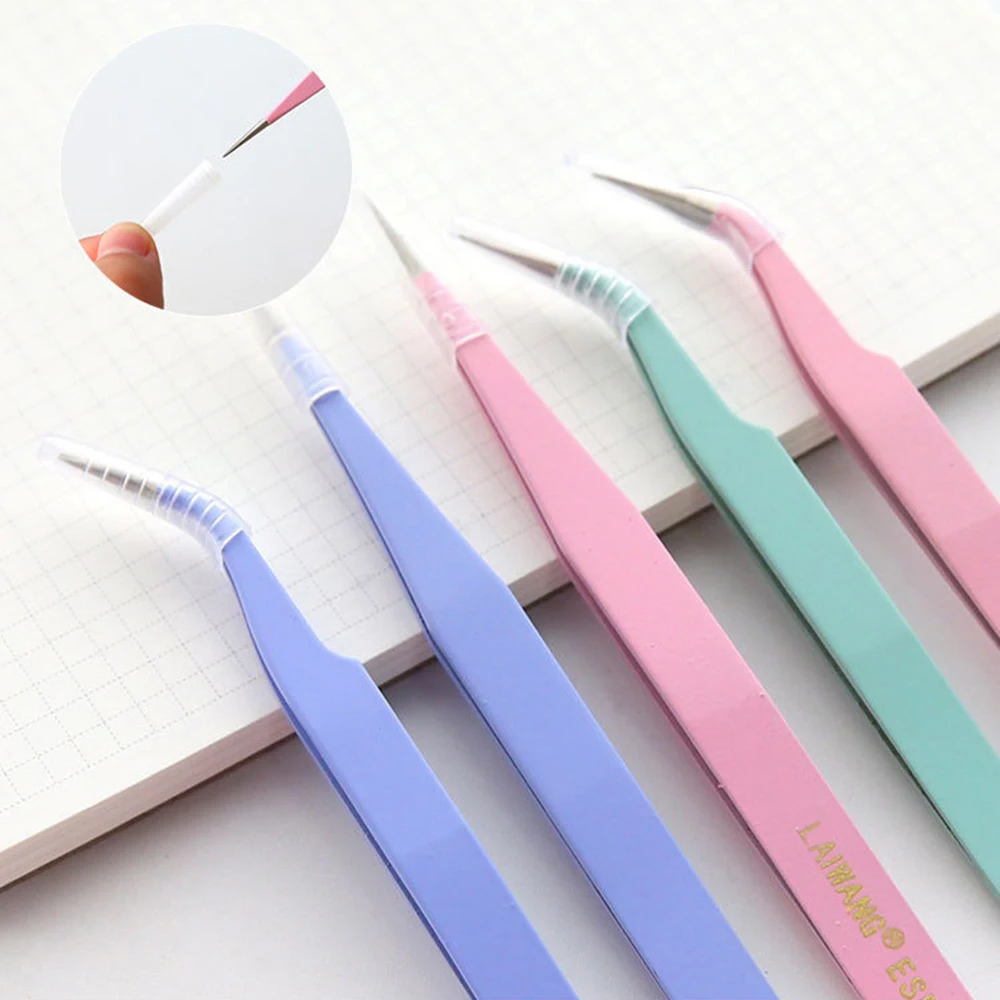 1pcs Cute Macaron Color Tweezers Stainless Steel Tape Sticker Tool Accessorise Journal Notebook Practical Portable Tweezers