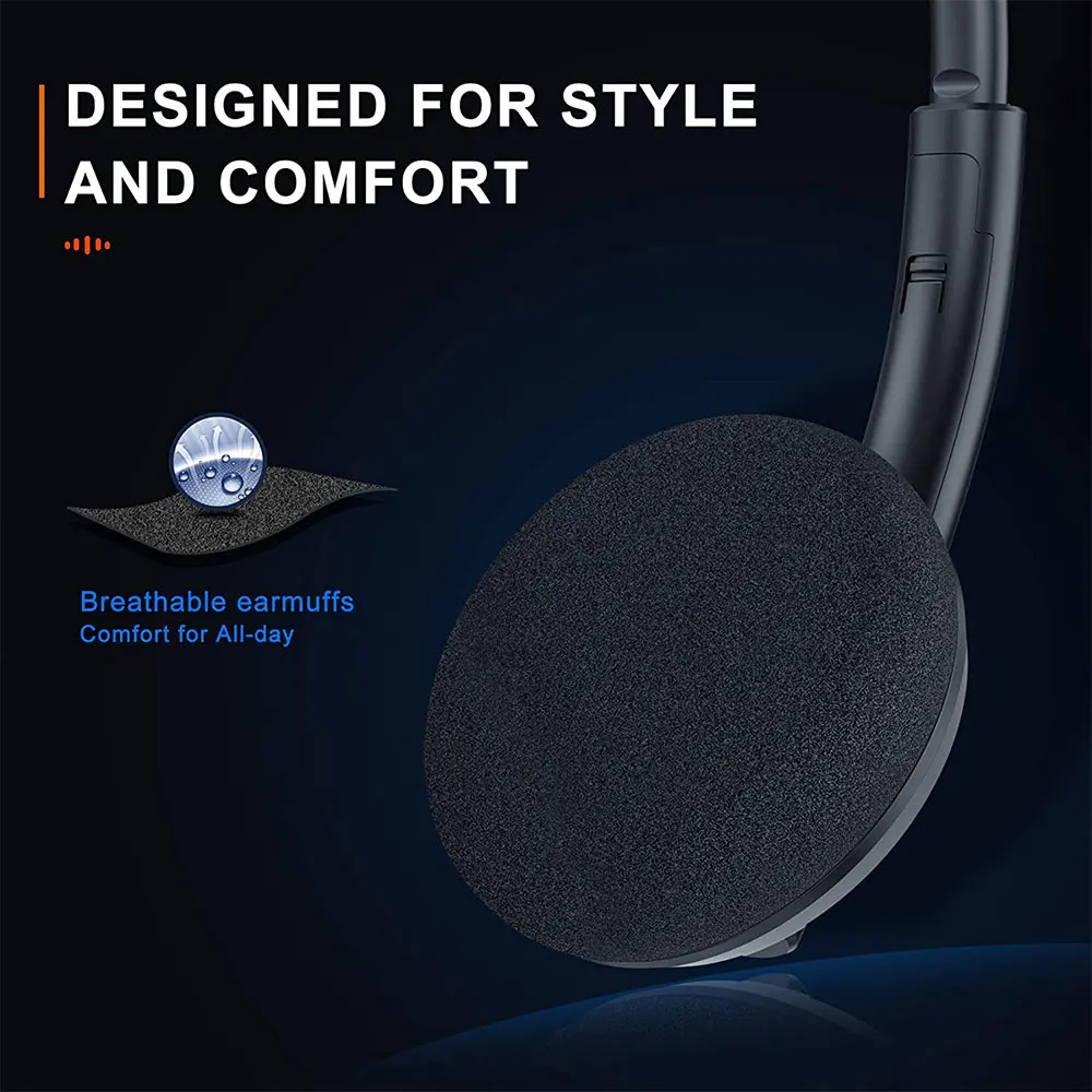 العالمي مكتب سماعة رأس سلكية مع إلغاء الضوضاء Mic USB + 3.5 مللي متر الصوت جاك سماعة قطعة واحدة الأذن ارتداء سماعة للاتصال