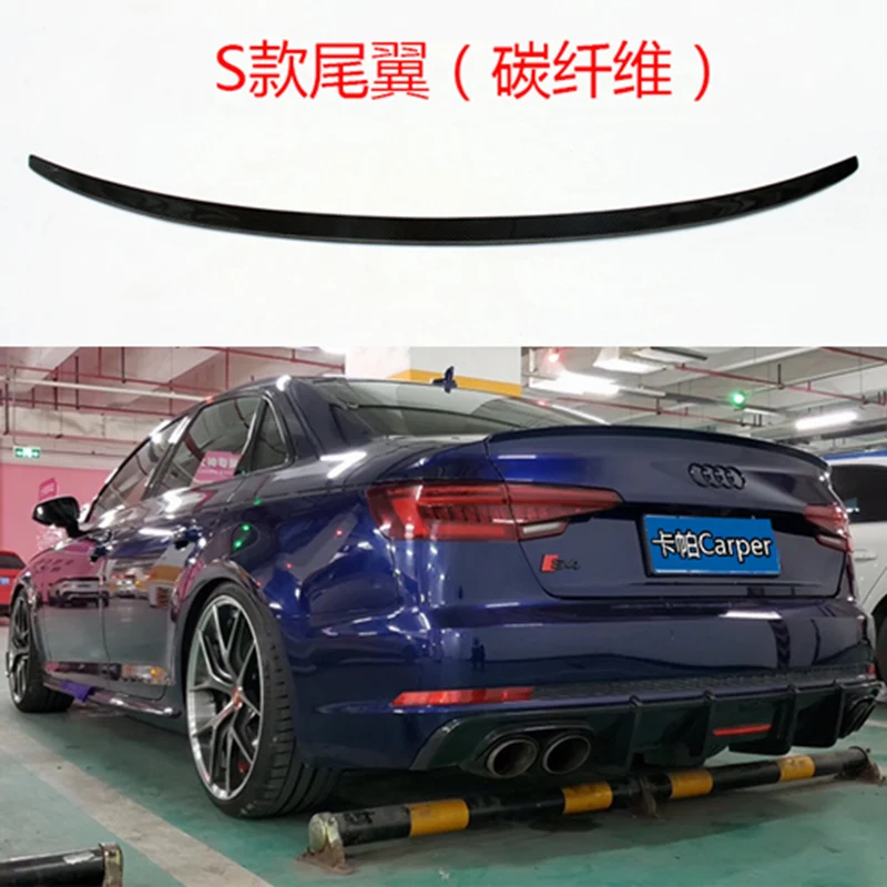 

For Audi A4 B9 4 Door Sedan 2016 2017 2018 S4 Style High Quality Carbon Fiber Rear Wing Roof Rear Box Decorated Spoiler