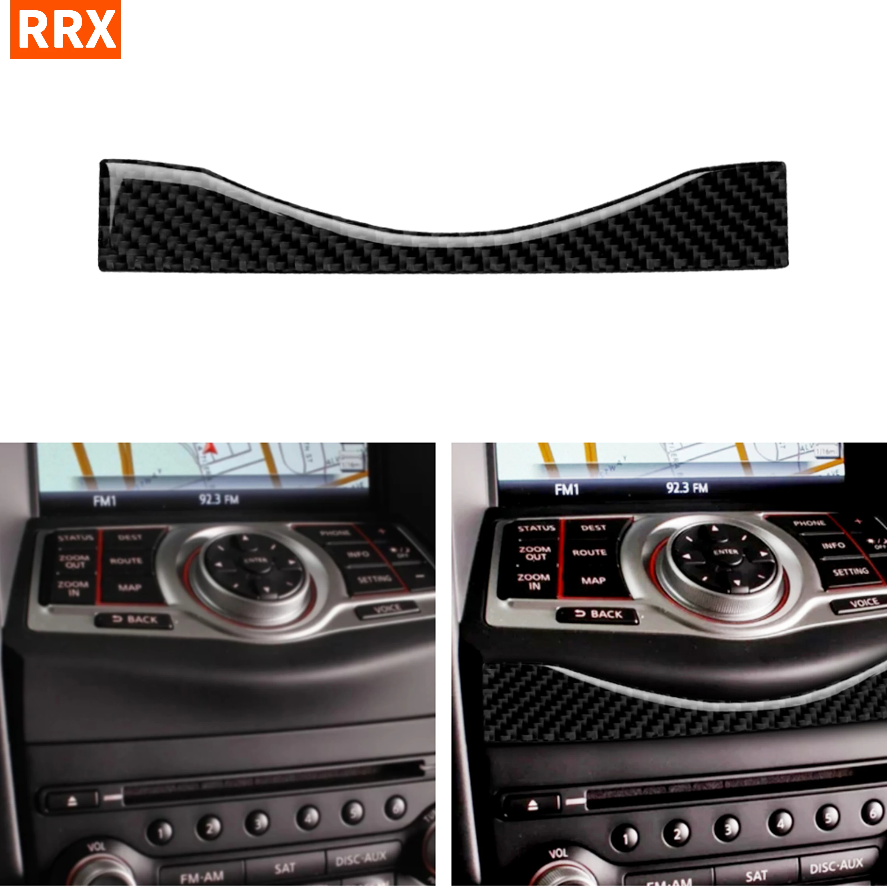 

For Nissan 370Z Z34 2009+ Central Control Navigation System Radio Panel Real Carbon Fiber Sticker Car Interior Accessories