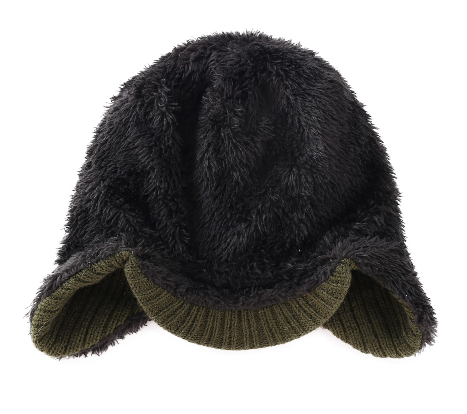 Connectyle Toddler Infant Baby Boys Winter  Hat Fuzzy Rib Knitted Kids Warm Hat With Visor Earflaps Daily Beanie Skull Cap