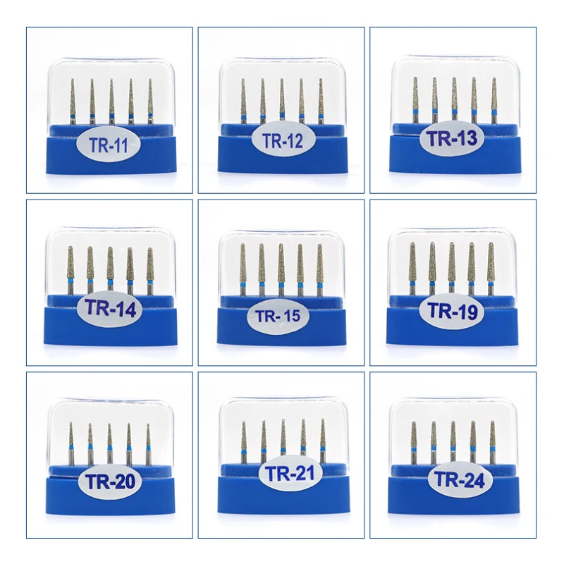 2 Set Dental Diamond FG High Speed Burs for Polishing Smoothing TR SERIES Dental Burs Dental Air Turbine From TR11 to TR24