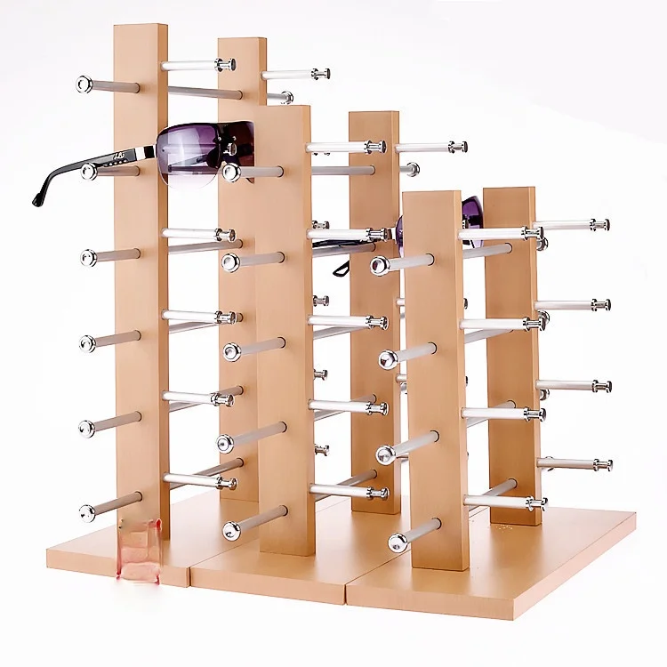 Double Row Wooden Sunglass Display Shelf Show Case Racks Sunglasses Show Stand