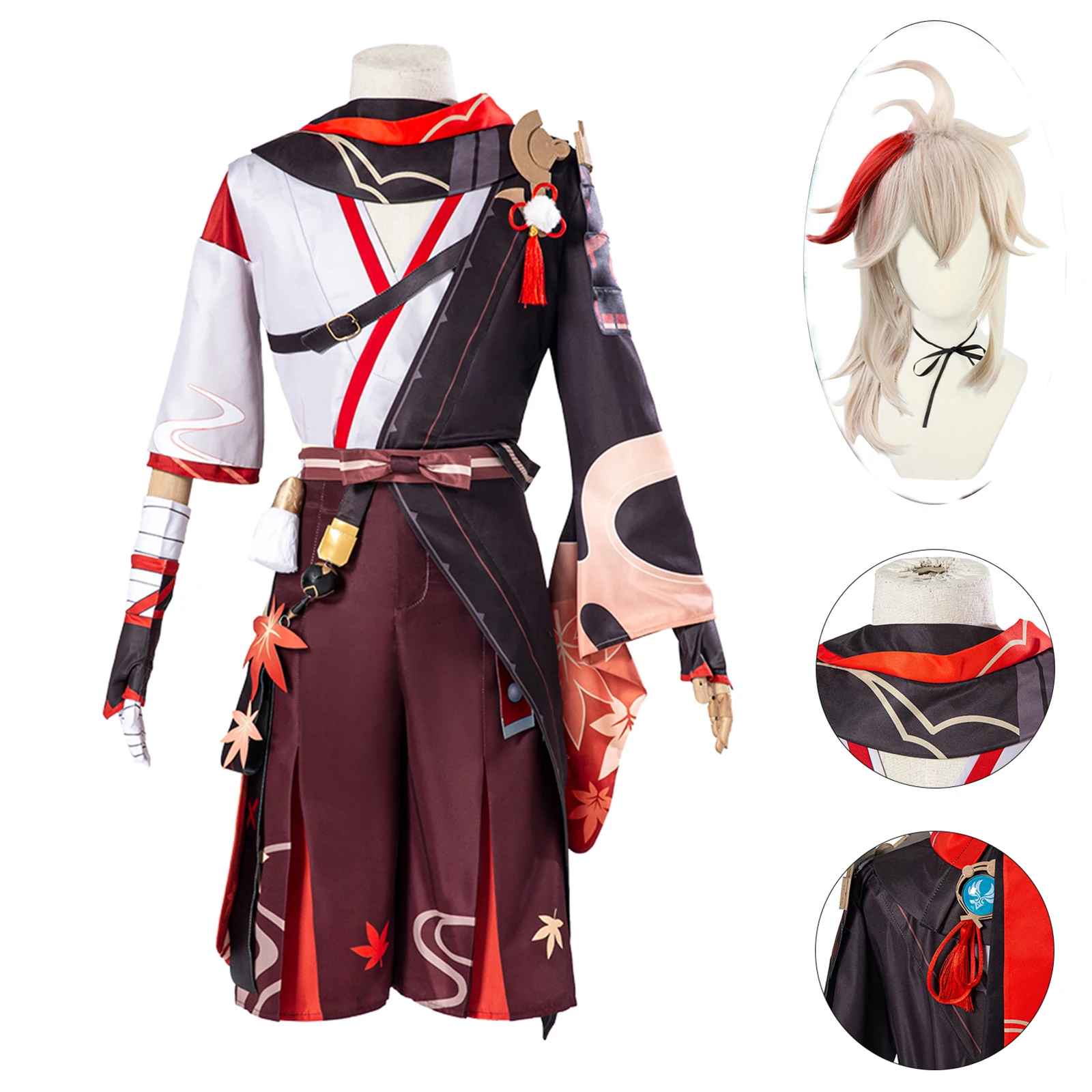 

Kaedehara Kazuha Cosplay Costume Short Synthetic Wig Anime Game Genshin Impact Halloween Carnival Samurai Costume