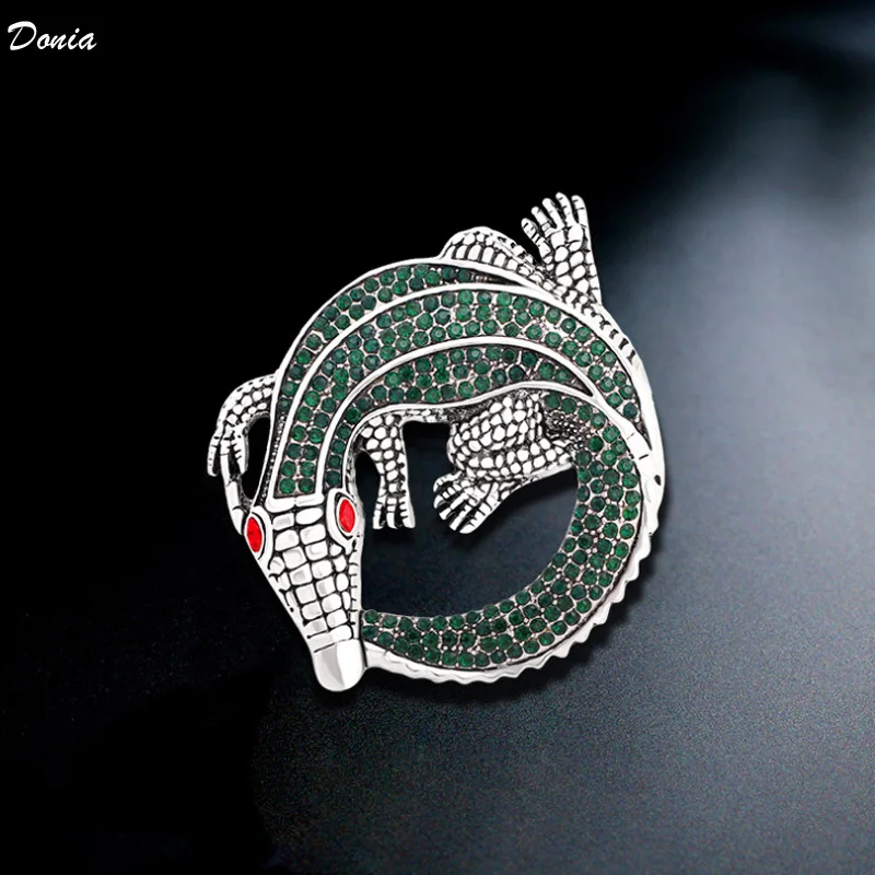 

Donia Jewelry European and American fashion retro new crocodile Brooch men's Animal Brooch Pin alloy animal three color Brooch