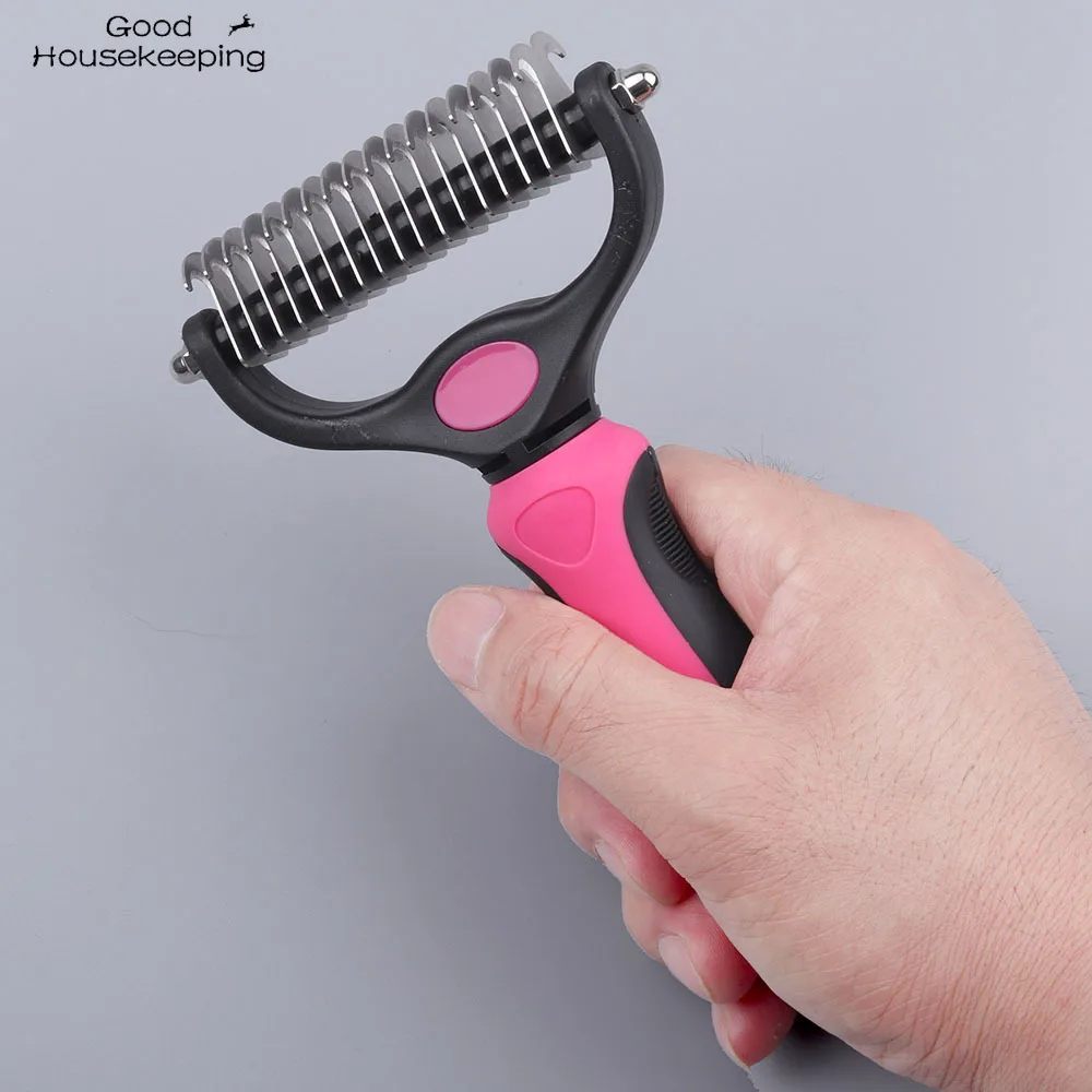 Pet Fur Knot Cutter Dog Grooming Shedding Tools Double Side Cat Hair Removal Comb Brush Long Curly Hair Cleaner Comb Pet Product