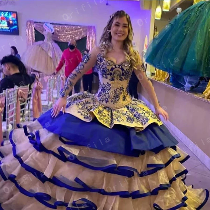 Vestido mexicano credibilidad en venta de vestidos de quinceaneras vestido de mangas compridas 2021 vestidos de xv años baile vestidos