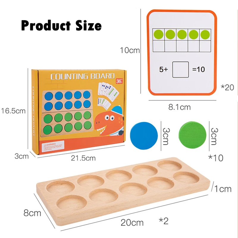 Wooden Ten-Frame Math Toys Preschool Math Manipulative Number Sense Counters Kids Montessori Activity Toys Early Education Games