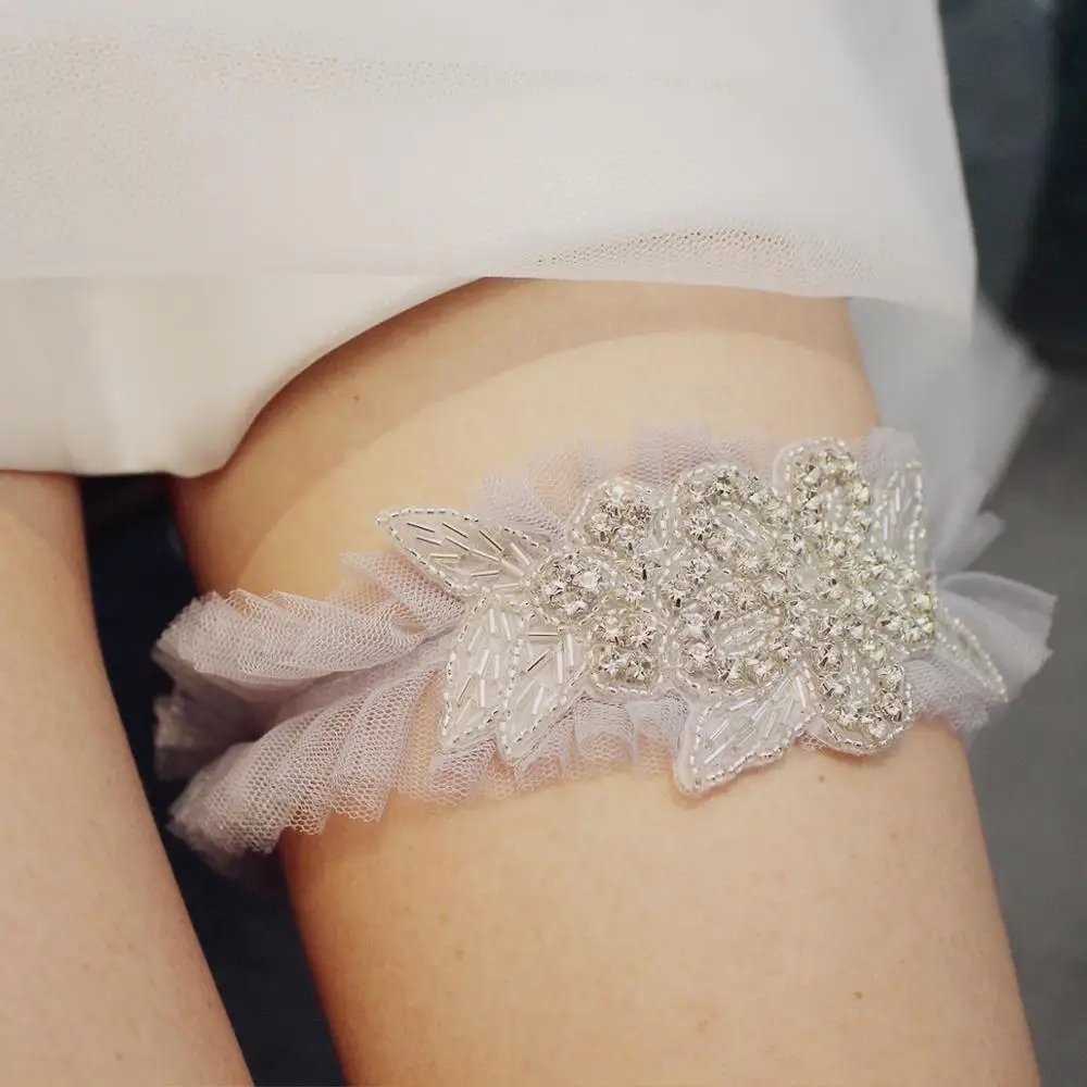 

SLBRIDAL Sexy Embroider Crystal Rhinestones Wedding Garter Belt Bridal Thigh Leg Garter Ring For Women/Female/Bride Cosplay