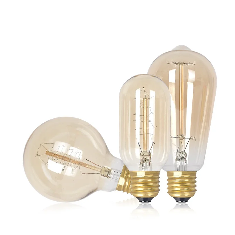 

E27 Retro Tungsten Bulb Hot Sale ST64 G80 T45 40W Warm Light AC220-240V Household LED Lighting Glass Edison Bulb