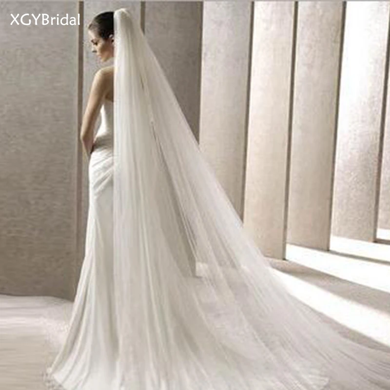 New Arrival White Wedding Veil 3 Meters Muti-Layer Soft Net Solid Church-Style Bridal Accessories With Hair Comb