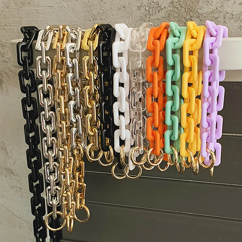 FishSheep DIY Chunky Acrylic Chain Strap For Handbag Bags Candy Color Big Resin Chain For Necklace Jewelry Accessories Findings