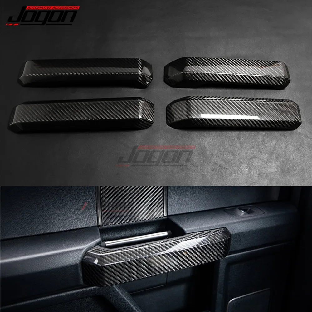 Real Carbon Car Interior Inner Door Handle Cover Strip Stickers For Ford F150 F-150 Raptor 2015- 2019 2020 Car Accessories