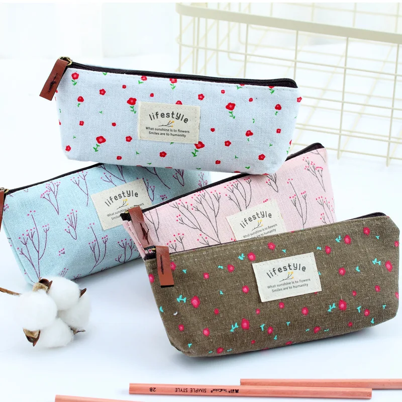 Canvas Pencil Bag Stationery Storage Organizer Pencil Case School Supplies Pencil Case School Box Pencils Pouch Stationery