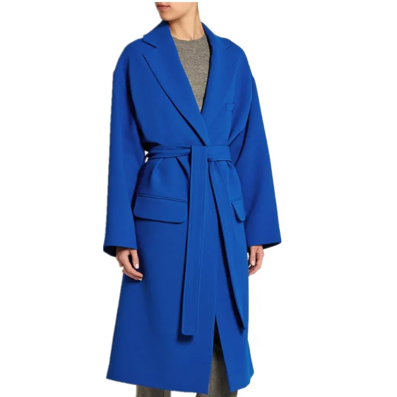 

Women Winter cashmere Coat Vintage Elegant OL Fashion Outwear Long woolen Coat Women