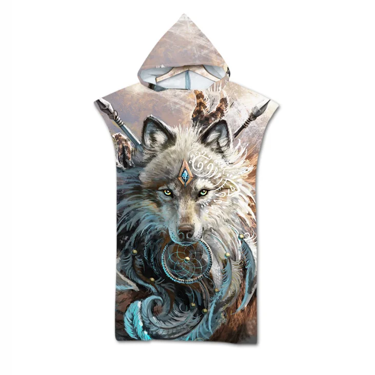 

3D Wolf Children bath towel kid hooded baby towel bathrobe cloak cute animal shape baby receiving blanket