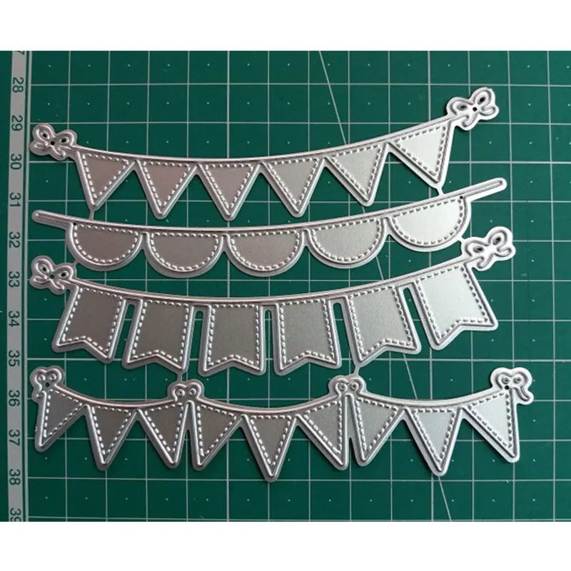 Adv-one Scrapbooking Dies Metal 4pcs/set Flag Banner Cutting Dies Craft Embossing Stamp Stencil Paper Card Making Template DIY