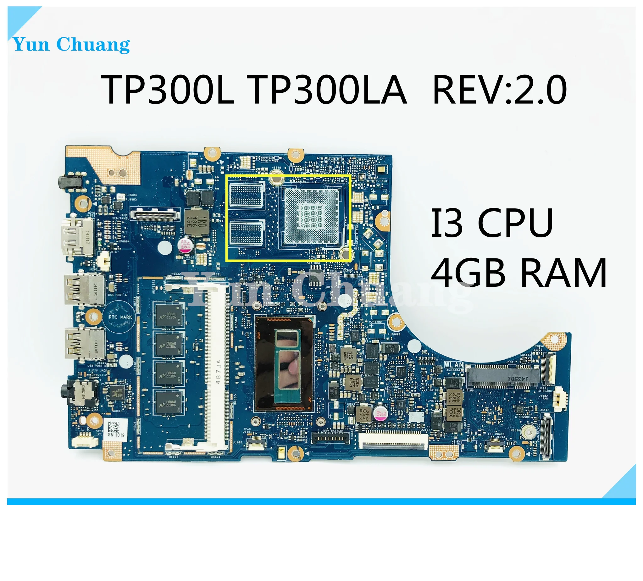 

For Asus TP300LA Q302LA Q302L TP300 TP300L TP300LD TP300LJ TP300LAB laptop motherboard TP300L I3-CPU 4G RAM Mainboard test OK