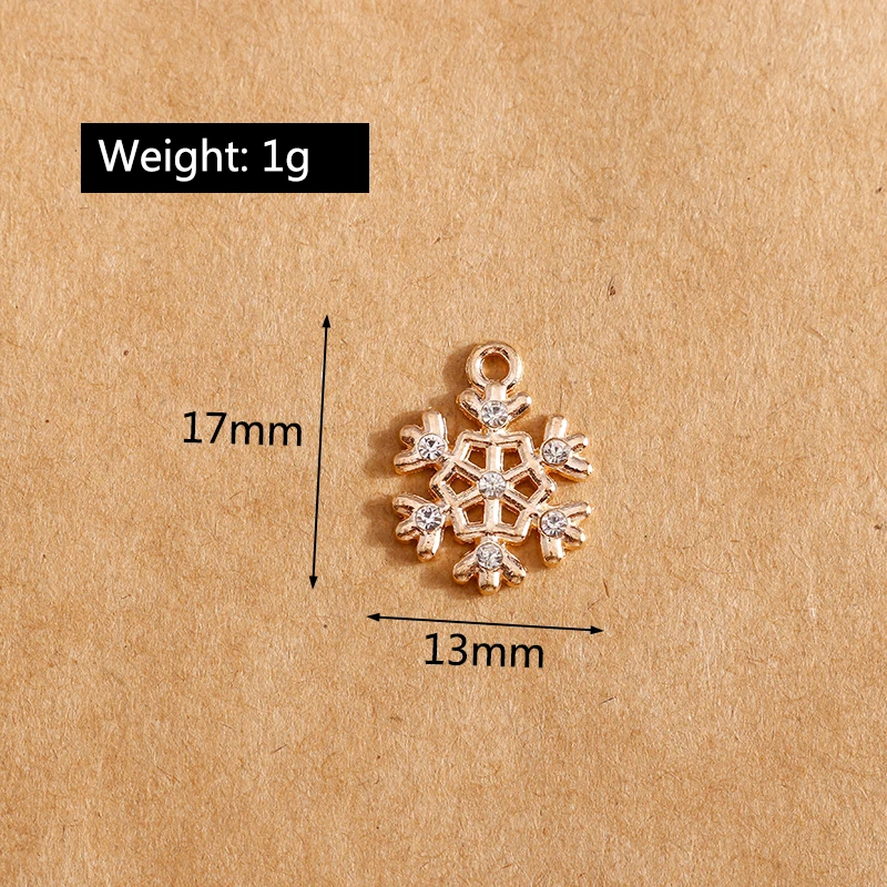 10pcs 13*17mm Metal Crystal Snowflake Charms Fashion Jewelry Making Earring Pendant Bracelet Necklace Charms DIY Findings