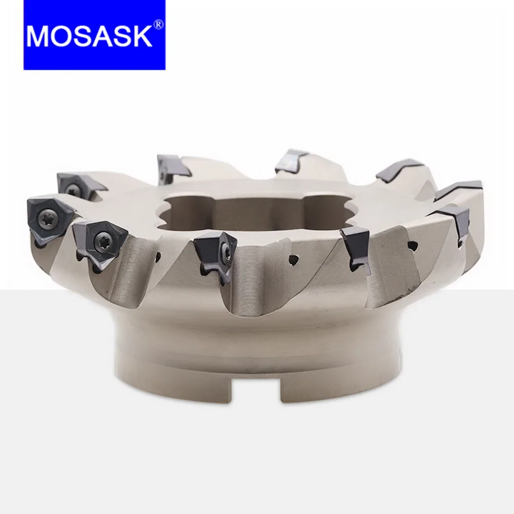 MOSASK 1PC MFWN Lathe Tungsten Bits Double Sided Fast Feed Anti Vibration Metal Working Carbide End Milling Cutter