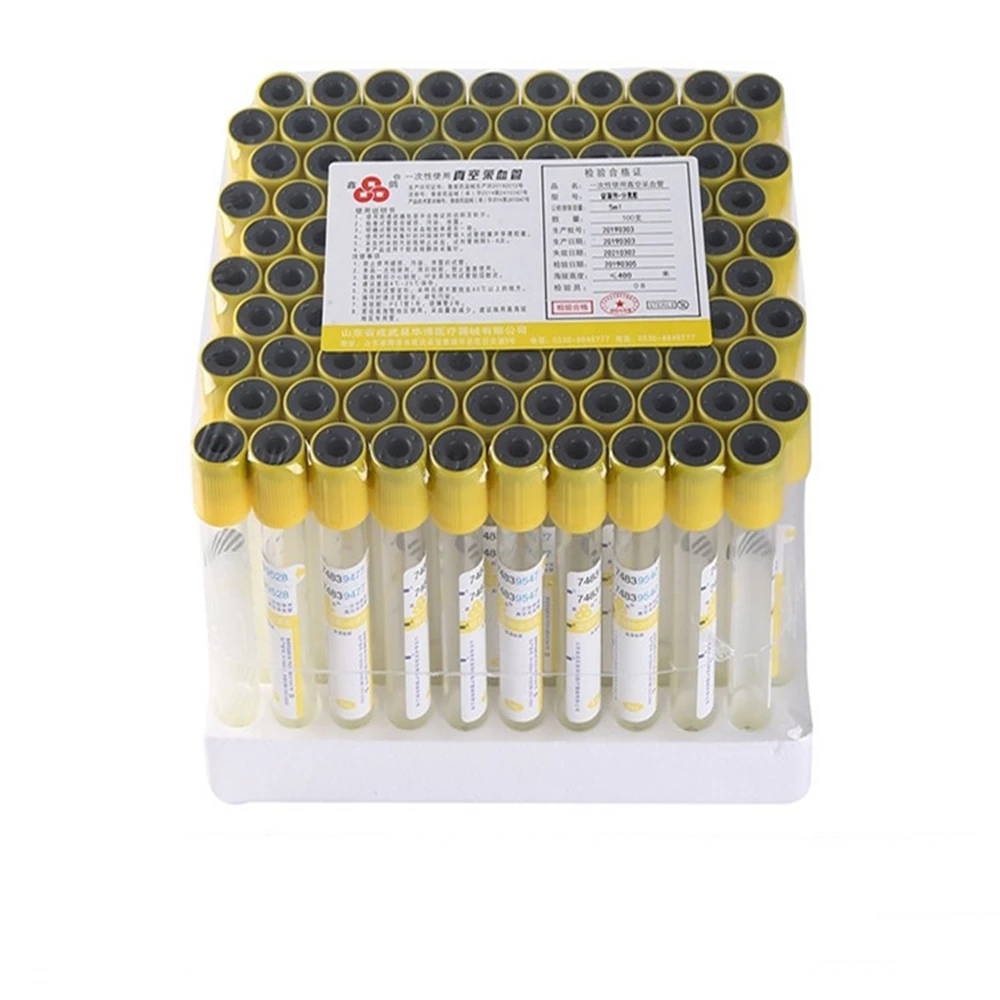 50pcs/lot Disposable Gel and Clot Activator Vacuum Blood Collection Tube 10ml Separation Gel Plastic Yellow Top Gel Vacuum Tube